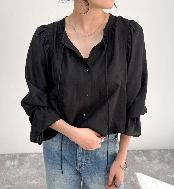 fredy emue「シャイニーシアー2WAYギャザーブラウス」|シャツ・ブラウス|