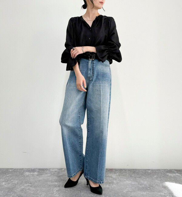 fredy emue「シャイニーシアー2WAYギャザーブラウス」|シャツ・ブラウス|