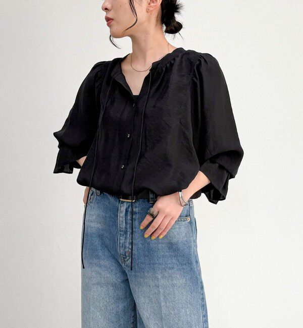 fredy emue「シャイニーシアー2WAYギャザーブラウス」|シャツ・ブラウス|