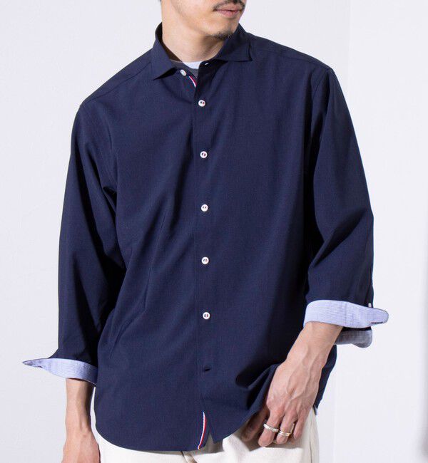 GLOSTER「【GLOSTER/グロスター】COOLMAX ポリトロ パラシュートボタン 七分袖レギュラーシャツ」|シャツ・ブラウス|