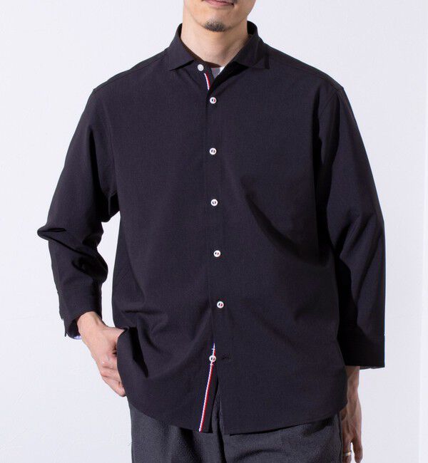 GLOSTER「【GLOSTER/グロスター】COOLMAX ポリトロ パラシュートボタン 七分袖レギュラーシャツ」|シャツ・ブラウス|