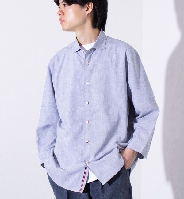 GLOSTER「【GLOSTER/グロスター】COOLMAX ポリトロ パラシュートボタン 七分袖レギュラーシャツ」|シャツ・ブラウス|