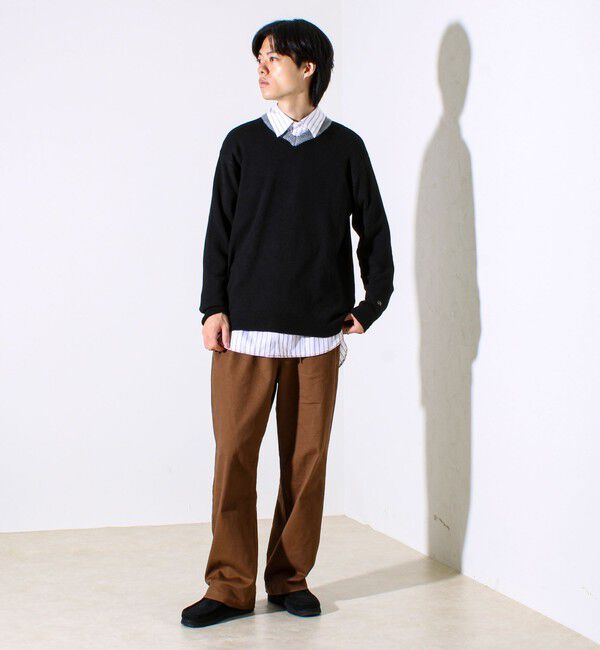 GLOSTER「【配色リブが映える大人ニット】GR刺繍 浅Vネックプルオーバーニット」|ニット・セーター|