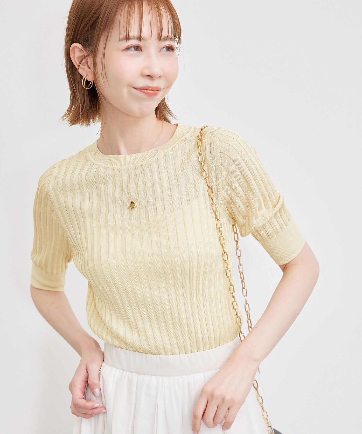 Rope&rsquo;Picnic「メタルライクヤーンニットプルオーバー」|ニット・セーター|