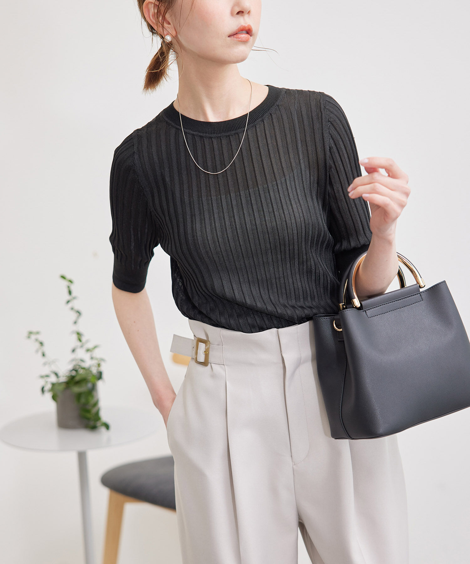 Rope&rsquo;Picnic「メタルライクヤーンニットプルオーバー」|ニット・セーター|