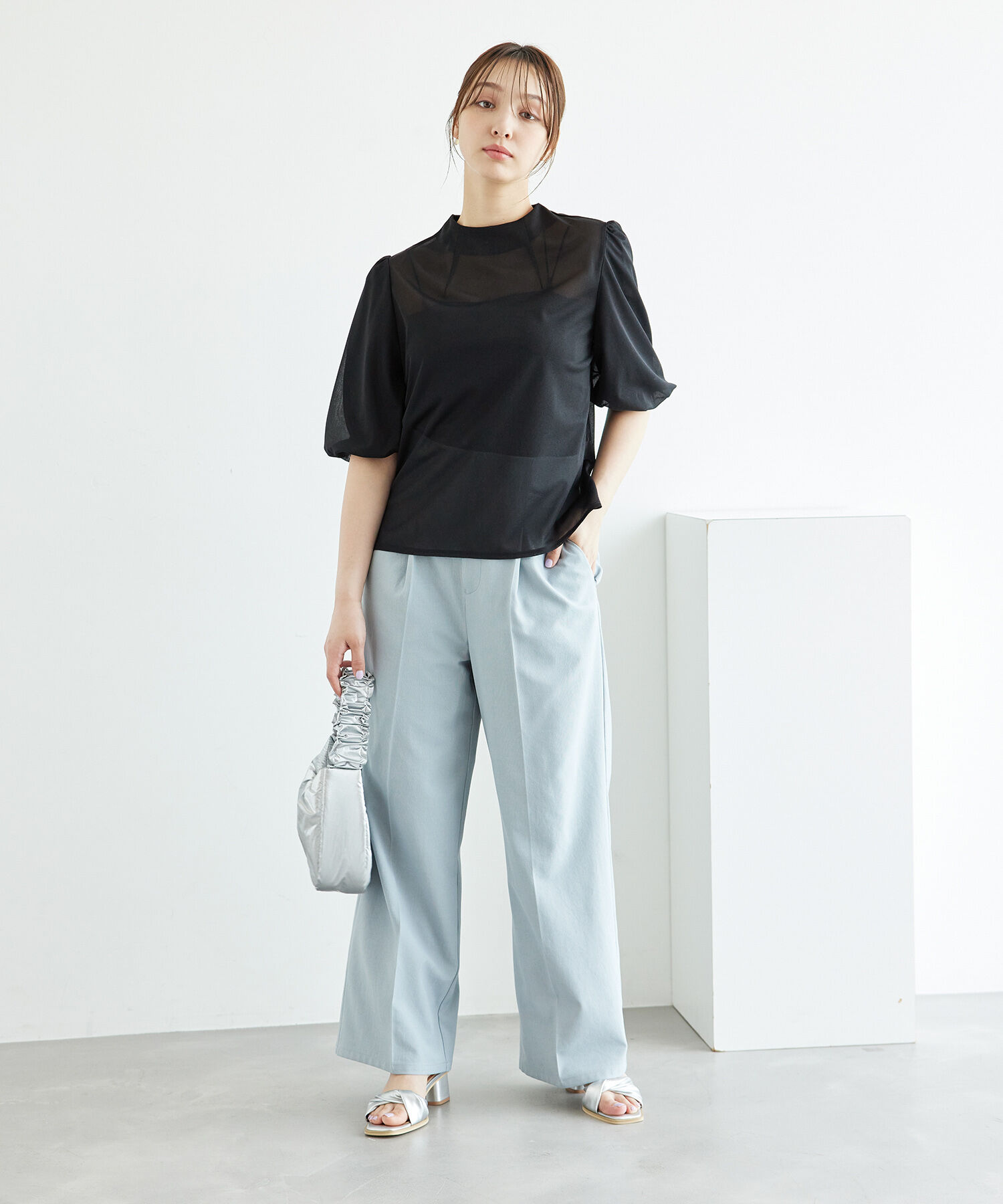 Rope&rsquo;Picnic「袖ボリュームブライトシアーブラウス」|シャツ・ブラウス|