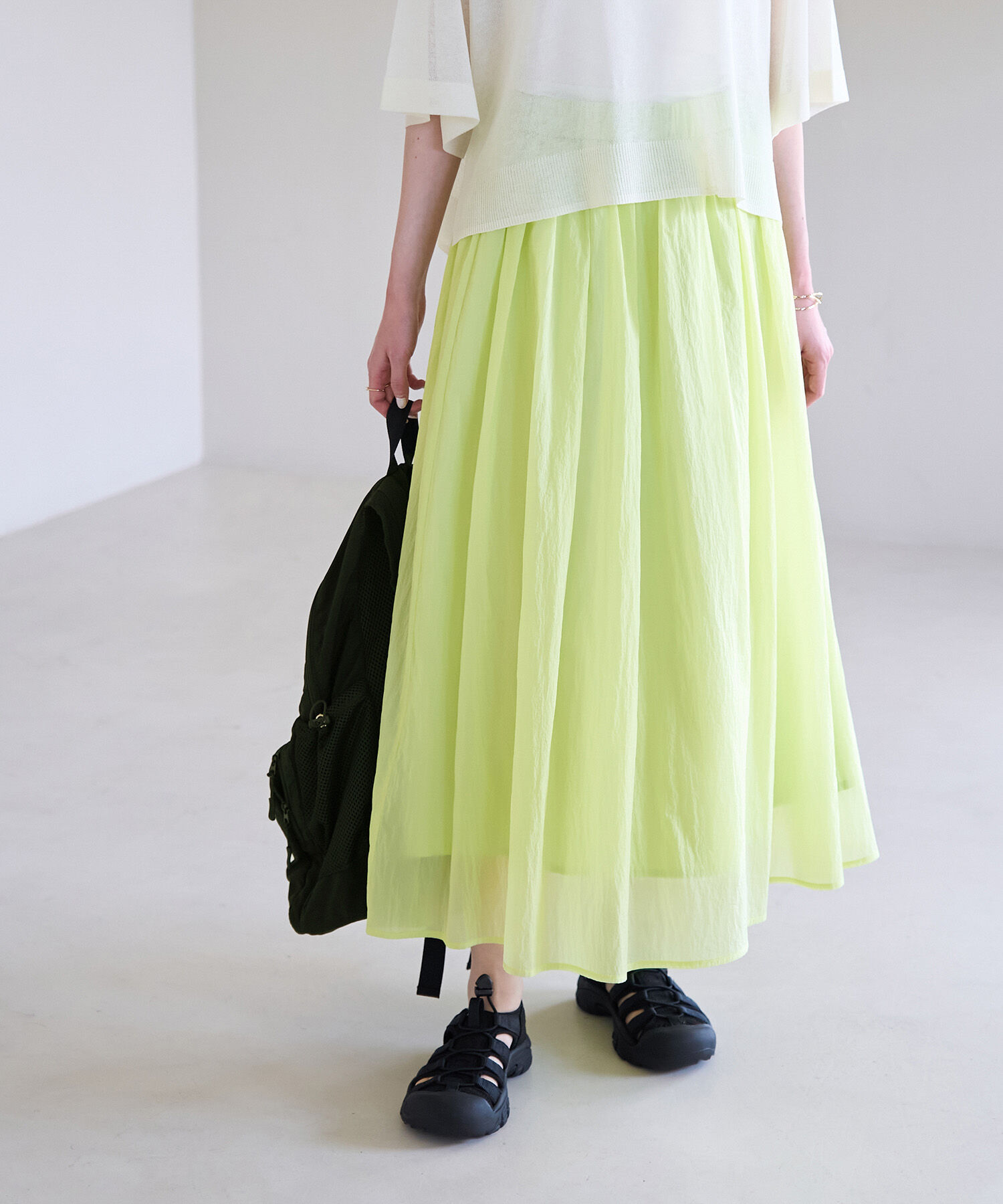 Rope&rsquo;Picnic「シアーナイロンギャザースカート」|スカート|