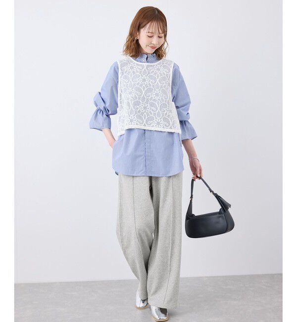 Rope&rsquo;Picnic「ロゴ刺繍入りワイドスウェットパンツ」|チノ|