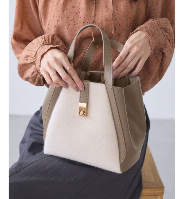 ROPE PICNIC PASSAGE「me fit BAG ホースヘア調コンビスクエアフォルムバッグ/2WAY」|トートバッグ|