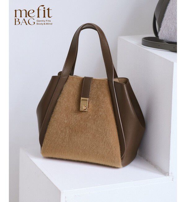 ROPE PICNIC PASSAGE「me fit BAG ホースヘア調コンビスクエアフォルムバッグ/2WAY」|トートバッグ|ブラウン系(21)