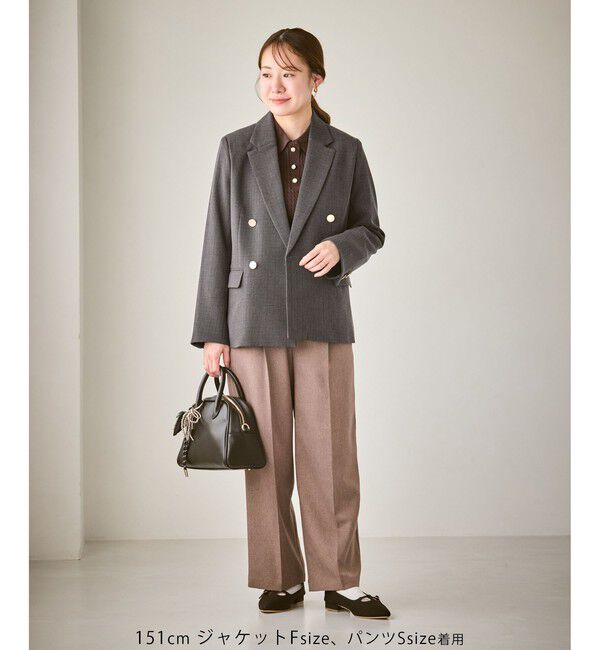 Rope&rsquo;Picnic「【低身長・小柄さんサイズ】レディハンサムシリーズ ウールライク金ボタンジャケット(総裏地)」|テーラードジャケット|