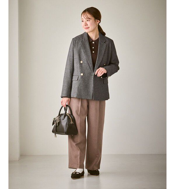 Rope&rsquo;Picnic「【低身長・小柄さんサイズ】レディハンサムシリーズ ウールライク金ボタンジャケット(総裏地)」|テーラードジャケット|