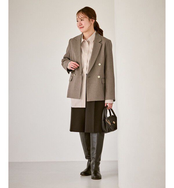 Rope&rsquo;Picnic「【低身長・小柄さんサイズ】レディハンサムシリーズ ウールライク金ボタンジャケット(総裏地)」|テーラードジャケット|