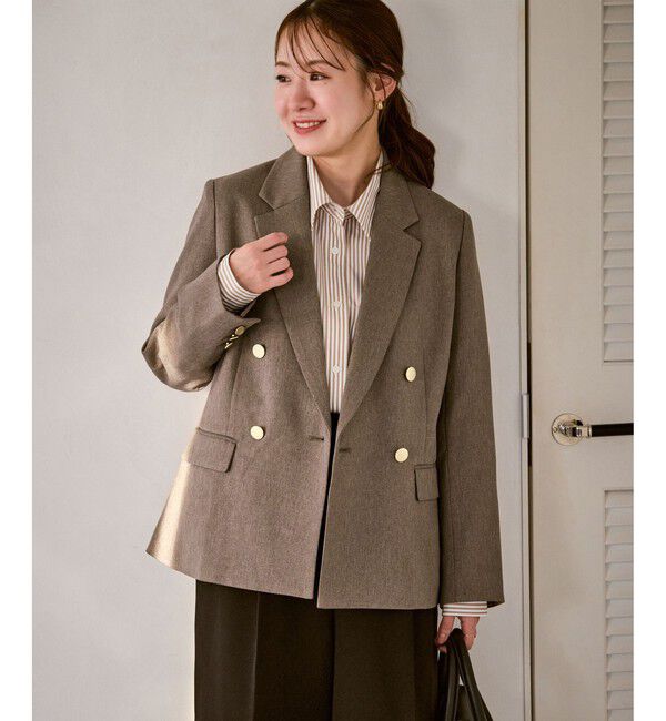 Rope&rsquo;Picnic「【低身長・小柄さんサイズ】レディハンサムシリーズ ウールライク金ボタンジャケット(総裏地)」|テーラードジャケット|