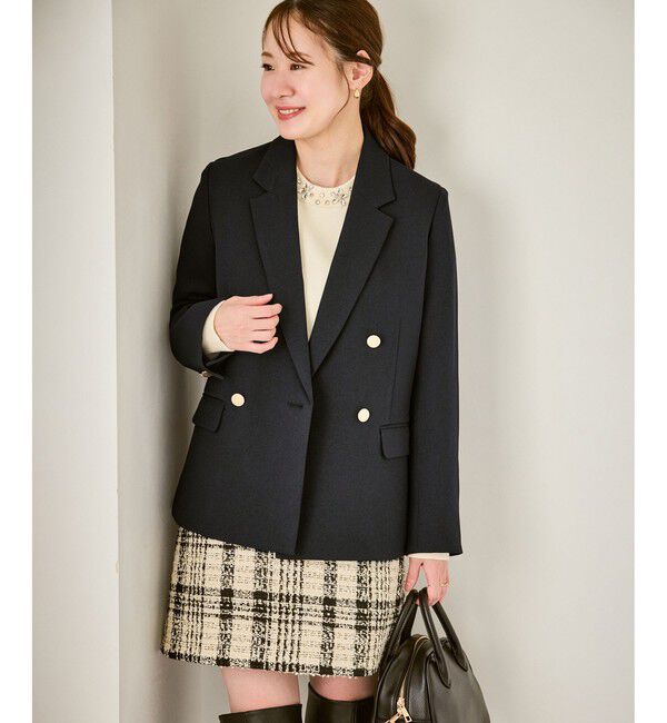 Rope&rsquo;Picnic「【低身長・小柄さんサイズ】レディハンサムシリーズ ウールライク金ボタンジャケット(総裏地)」|テーラードジャケット|