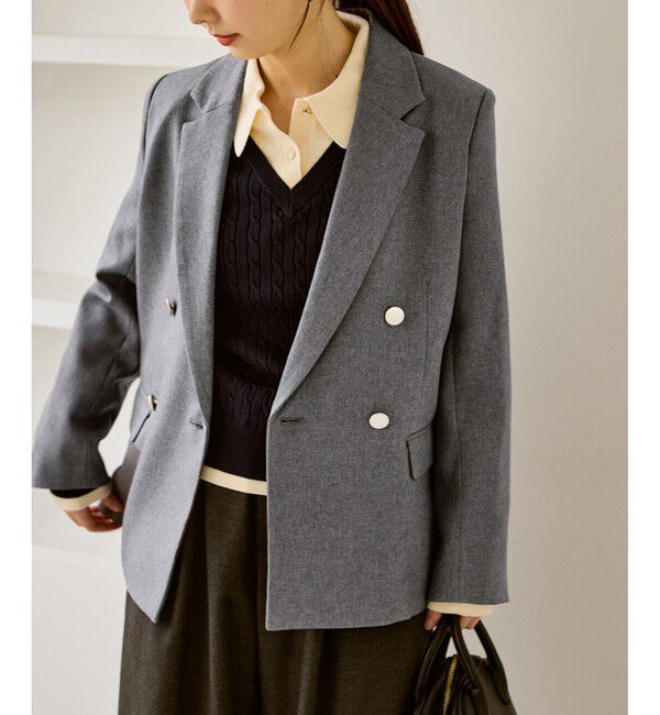 Rope&rsquo;Picnic「【低身長・小柄さんサイズ】レディハンサムシリーズ ウールライク金ボタンジャケット(総裏地)」|テーラードジャケット|