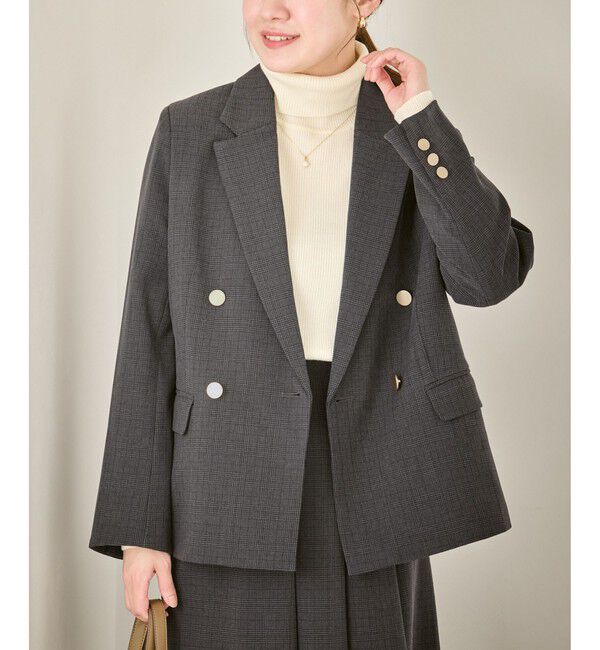 Rope&rsquo;Picnic「【低身長・小柄さんサイズ】レディハンサムシリーズ ウールライク金ボタンジャケット(総裏地)」|テーラードジャケット|