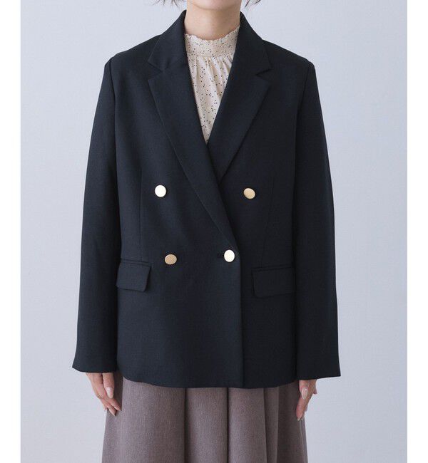 Rope&rsquo;Picnic「【低身長・小柄さんサイズ】レディハンサムシリーズ ウールライク金ボタンジャケット(総裏地)」|テーラードジャケット|