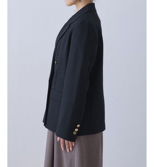 Rope&rsquo;Picnic「【低身長・小柄さんサイズ】レディハンサムシリーズ ウールライク金ボタンジャケット(総裏地)」|テーラードジャケット|