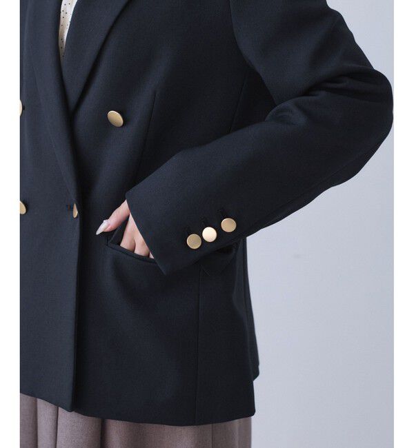 Rope&rsquo;Picnic「【低身長・小柄さんサイズ】レディハンサムシリーズ ウールライク金ボタンジャケット(総裏地)」|テーラードジャケット|