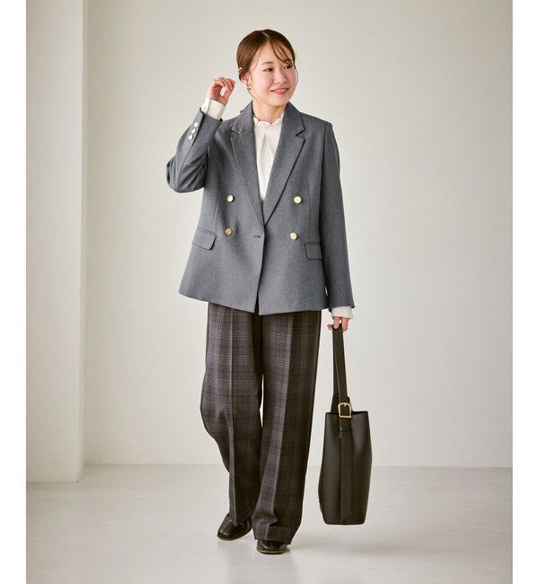 Rope&rsquo;Picnic「【低身長・小柄さんサイズ】レディハンサムシリーズ ウールライク金ボタンジャケット(総裏地)」|テーラードジャケット|