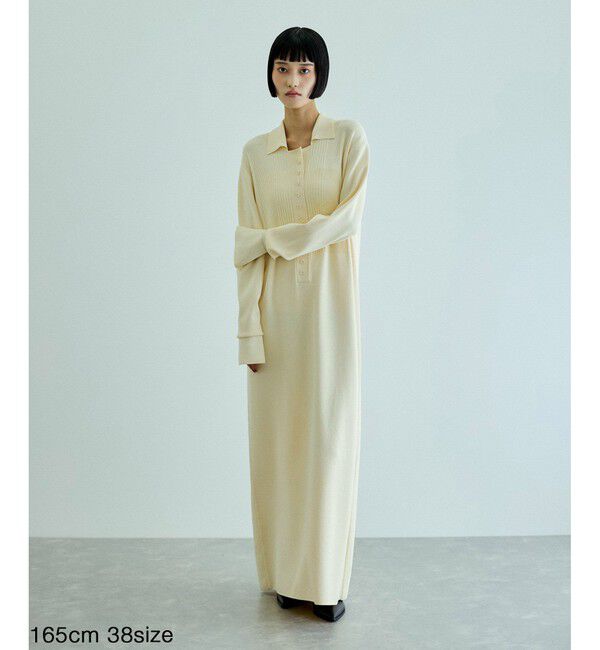 ADAM ET ROPE'「【洗える】ボタンニットポロワンピース」|ワンピース|