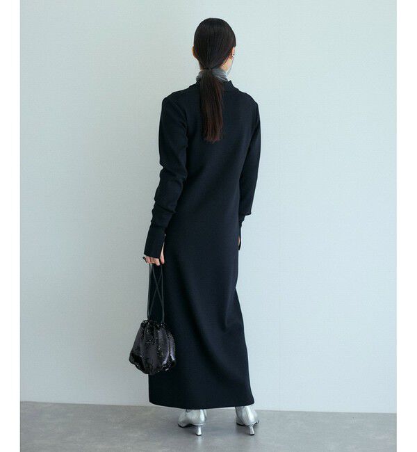 ADAM ET ROPE'「【洗える】ボタンニットポロワンピース」|ワンピース|