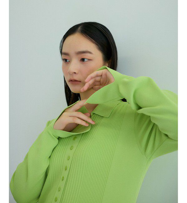 ADAM ET ROPE'「【洗える】ボタンニットポロワンピース」|ワンピース|