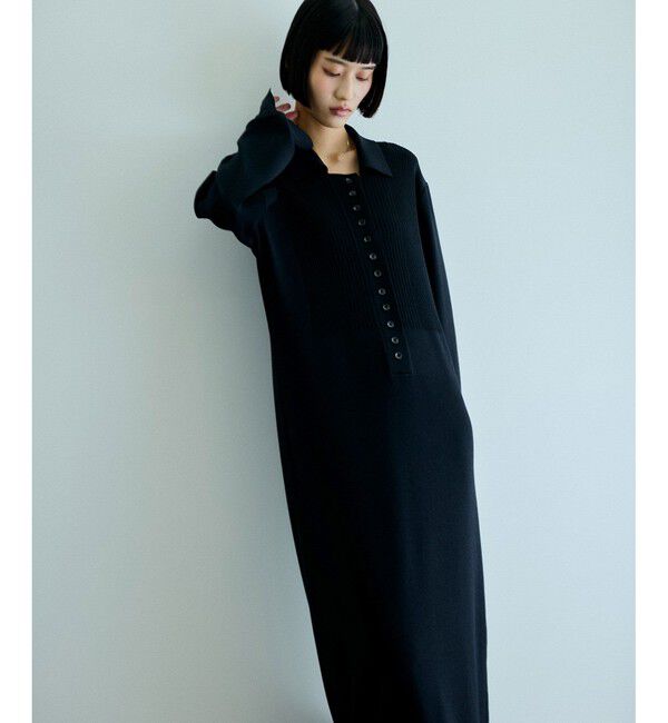 ADAM ET ROPE'「【洗える】ボタンニットポロワンピース」|ワンピース|