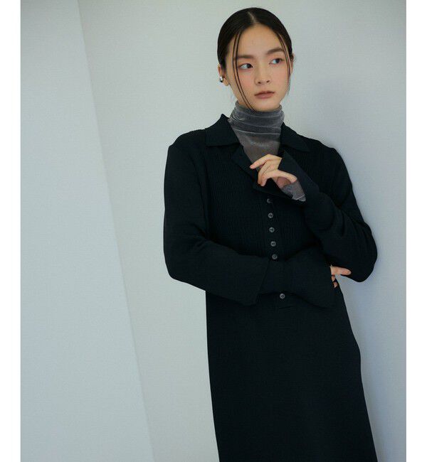 ADAM ET ROPE'「【洗える】ボタンニットポロワンピース」|ワンピース|