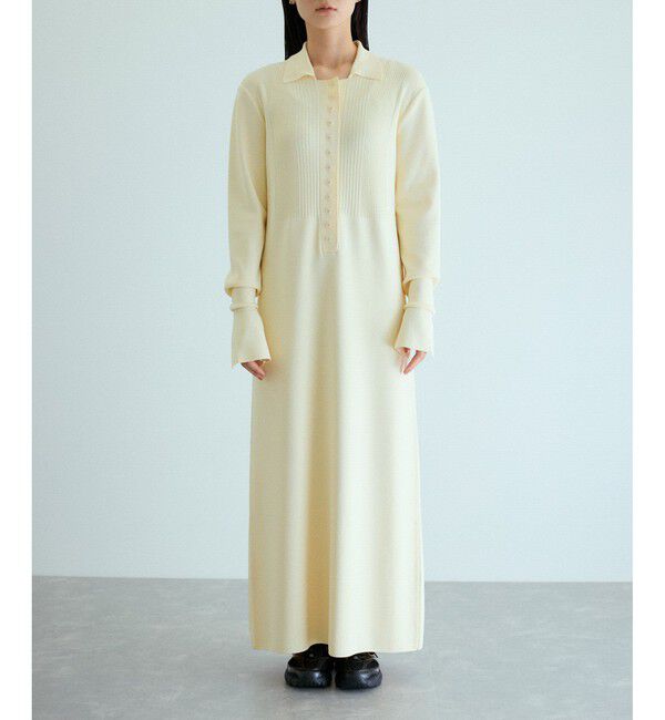 ADAM ET ROPE'「【洗える】ボタンニットポロワンピース」|ワンピース|