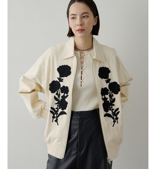  「コード刺繍ブルゾン」|ブルゾン・スタジャン|ベージュ