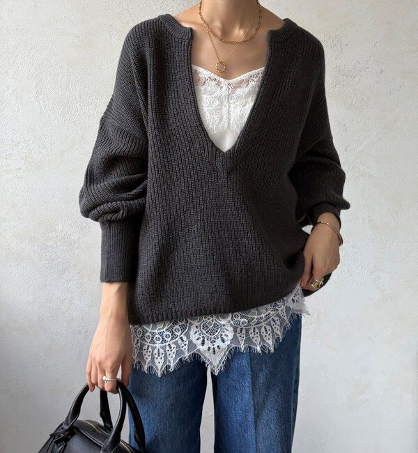  「ウール混スキッパープルオーバー」|ニット・セーター|