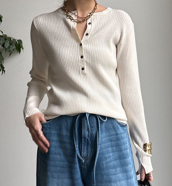  「ヘンリーネックリブニット」|ニット・セーター|