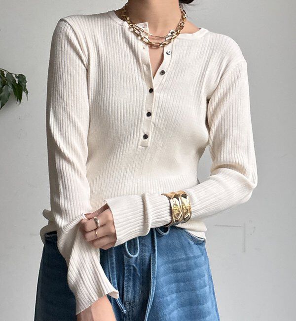  「ヘンリーネックリブニット」|ニット・セーター|