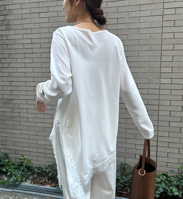  「ジョーゼットアシメレース切替ブラウス」|シャツ・ブラウス|