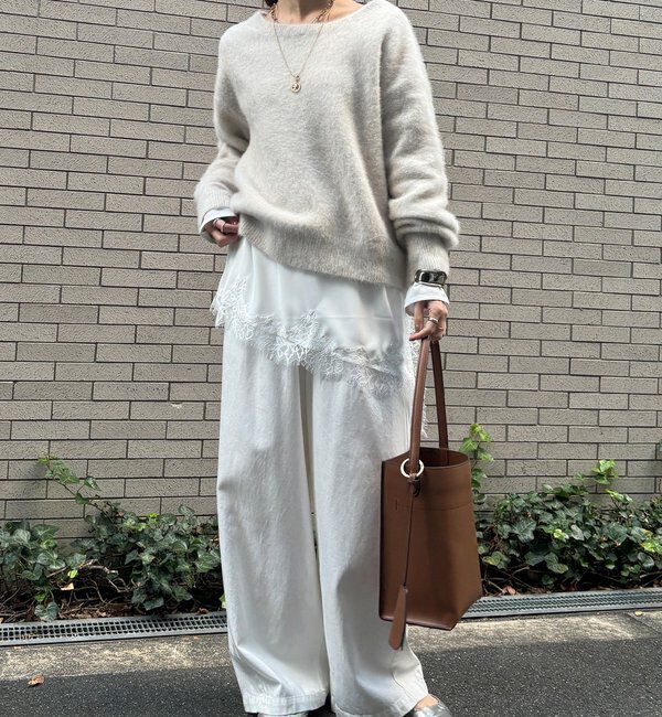  「ジョーゼットアシメレース切替ブラウス」|シャツ・ブラウス|