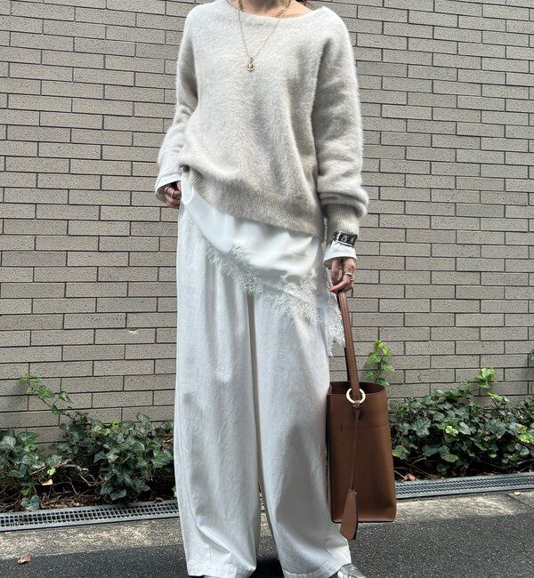  「ジョーゼットアシメレース切替ブラウス」|シャツ・ブラウス|