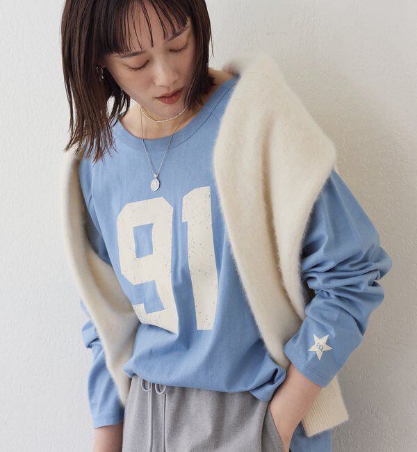  「【ロゴがキャッチー】Ninety-One ロンTee」|Tシャツ・カットソー|サックスブルー