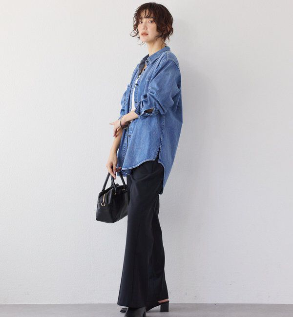  「【RIMH（リムエイチ）】ショルダーパッドロングシャツ」|シャツ・ブラウス|