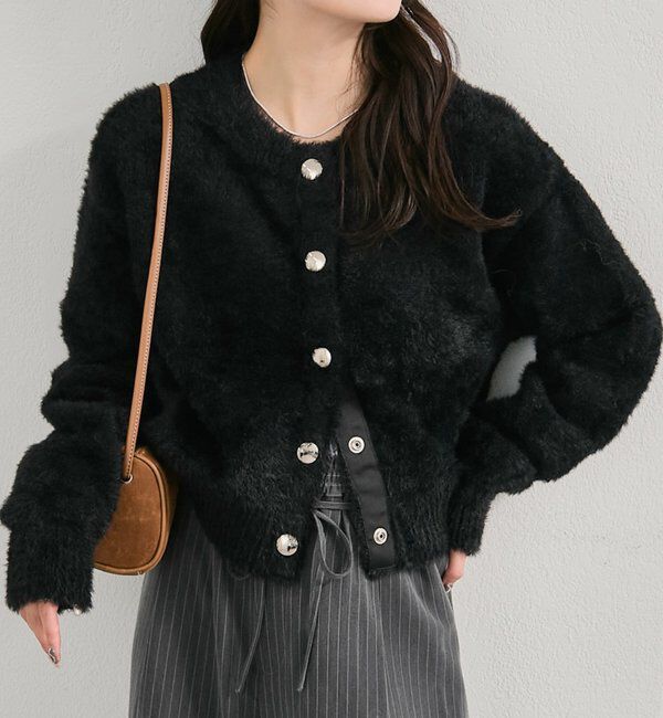  「ミンクライクジャケットカーディガン」|カーディガン|ブラック