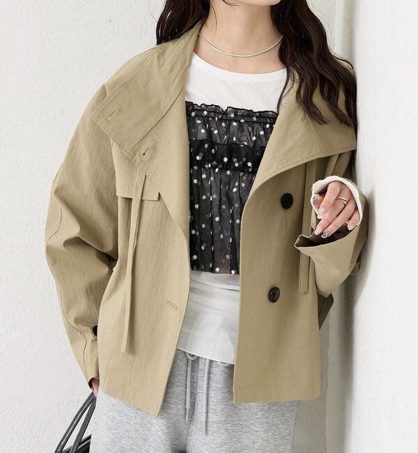  「スタンドカラーショートトレンチ」|トレンチコート|ベージュ
