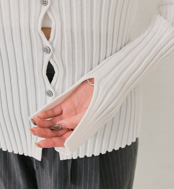  「ラウンドスリットリブカーディガン」|カーディガン|