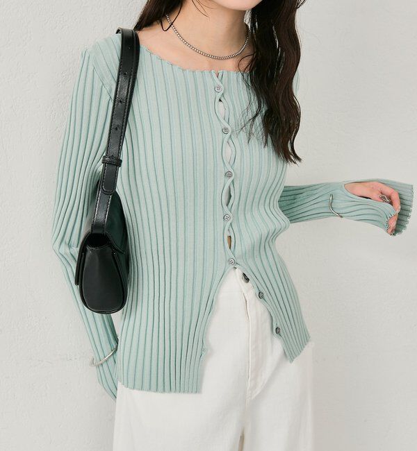  「ラウンドスリットリブカーディガン」|カーディガン|