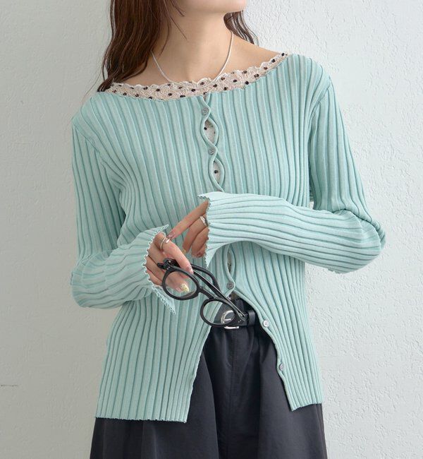  「ラウンドスリットリブカーディガン」|カーディガン|