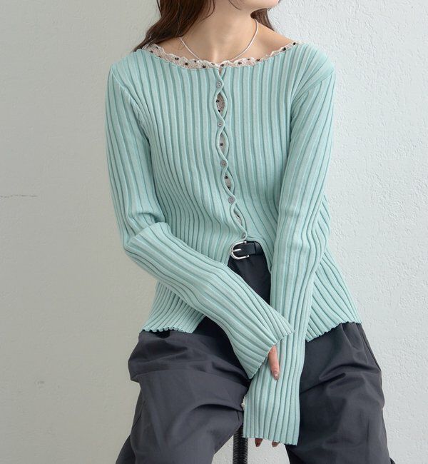  「ラウンドスリットリブカーディガン」|カーディガン|