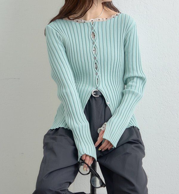  「ラウンドスリットリブカーディガン」|カーディガン|