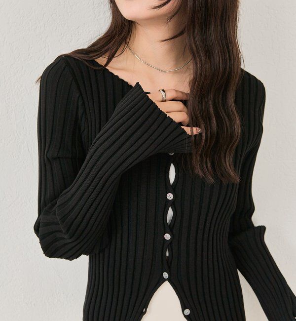  「ラウンドスリットリブカーディガン」|カーディガン|
