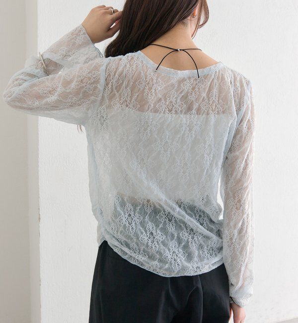  「裾ギャザーレースロングTシャツ」|Tシャツ・カットソー|