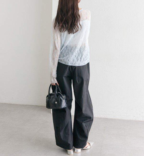  「裾ギャザーレースロングTシャツ」|Tシャツ・カットソー|